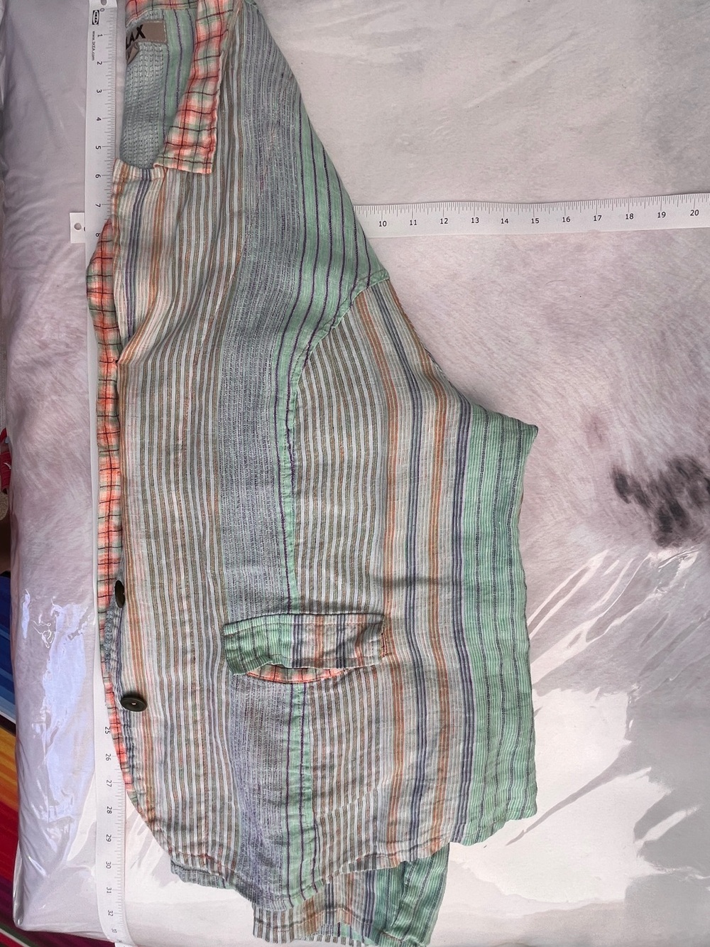 Flax Pastel Striped Button-Front Women's Jacket - Mint, Lilac, Peach - Picture 4 of 6